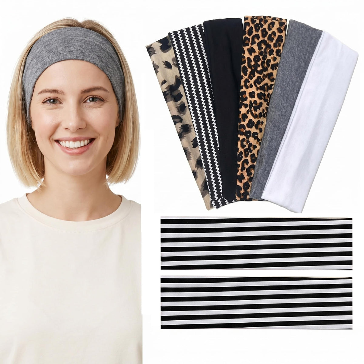 12 Pcs Stretchy Sport Headbands for Women,Absorbed Sport Headband Soft Twist Knotted Headbands for Yoga, Workout Daily Life