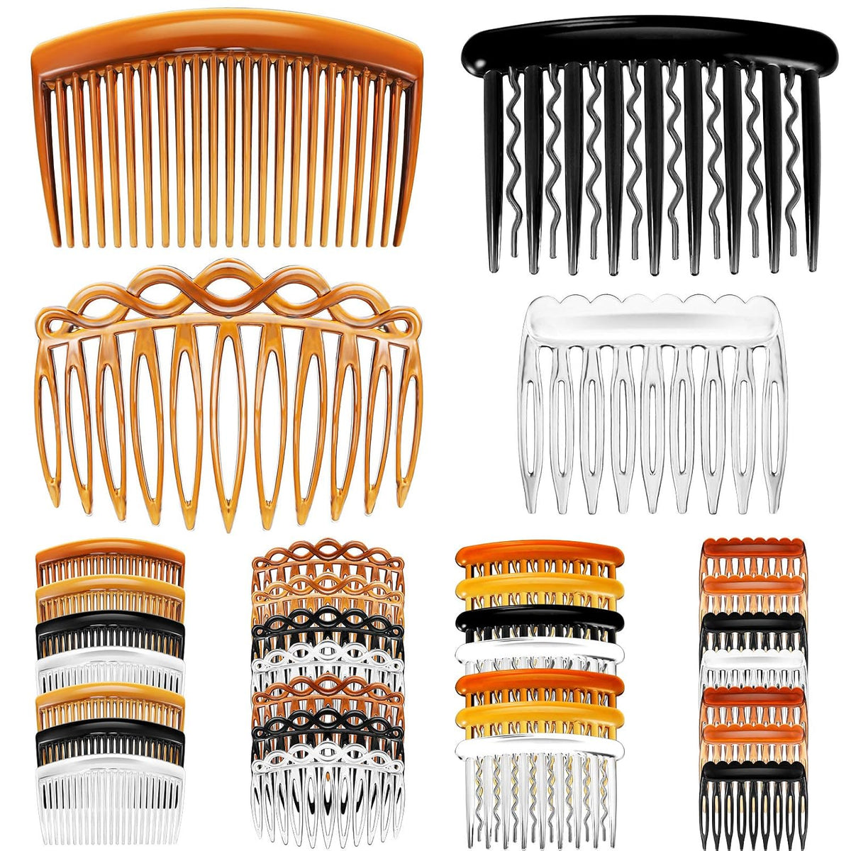32 Pcs French Hair Side Combs for Women, Plastic, 4 Style