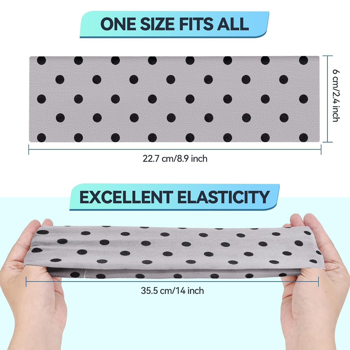 14 Pack Polka Dot Headbands for Women, Fashion Soft Elastic Cloth Hairbands