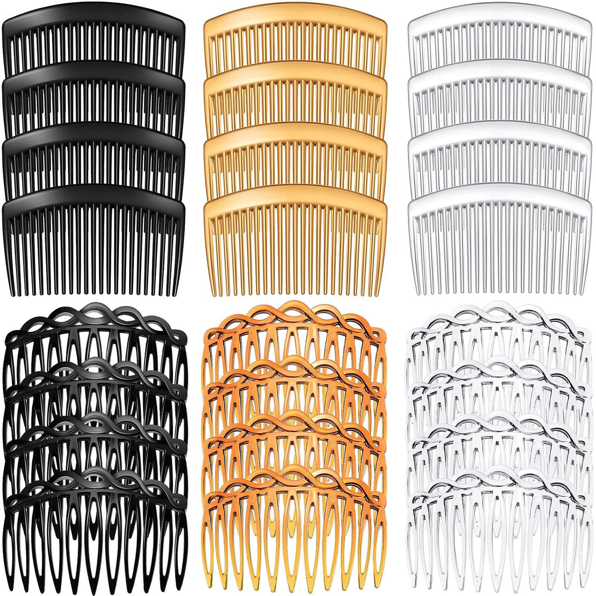 24 Pcs French Side Hair Twist Comb Accessories, 11/23 Teeth, Women