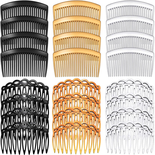 24 Pcs French Side Hair Twist Comb Accessories, 11/23 Teeth, Women