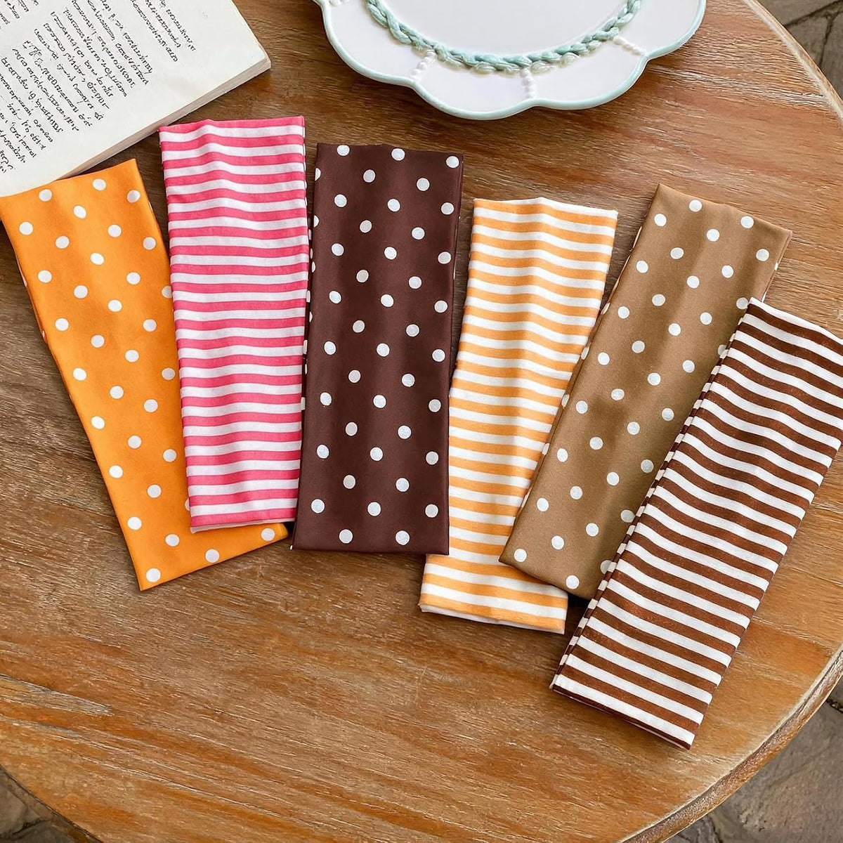 6 Pcs Polka Dot Headbands for Women, Non-Slip Striped Headbands, Multicolor