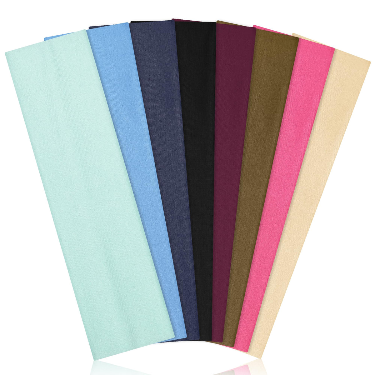 Ztomine Headbands for Women, 8pcs Stretchy Non Slip Soft Cotton Cloth Hair Bands for Sports, Workout, Yoga and Running