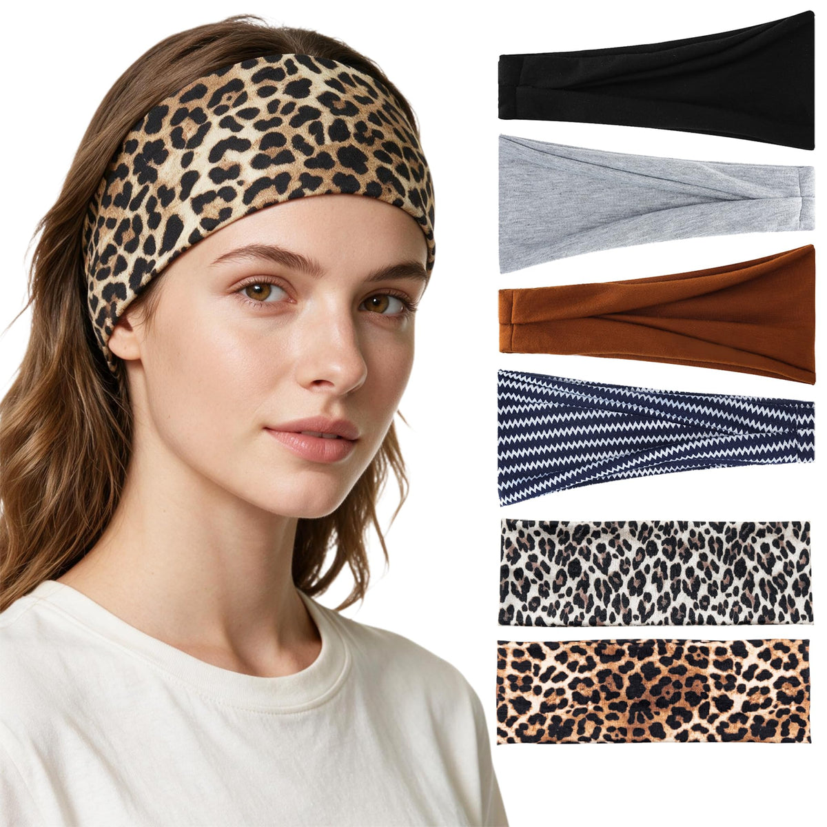 Waliah 6Pcs Striped Headband Wide Headbands for Women Non Slip