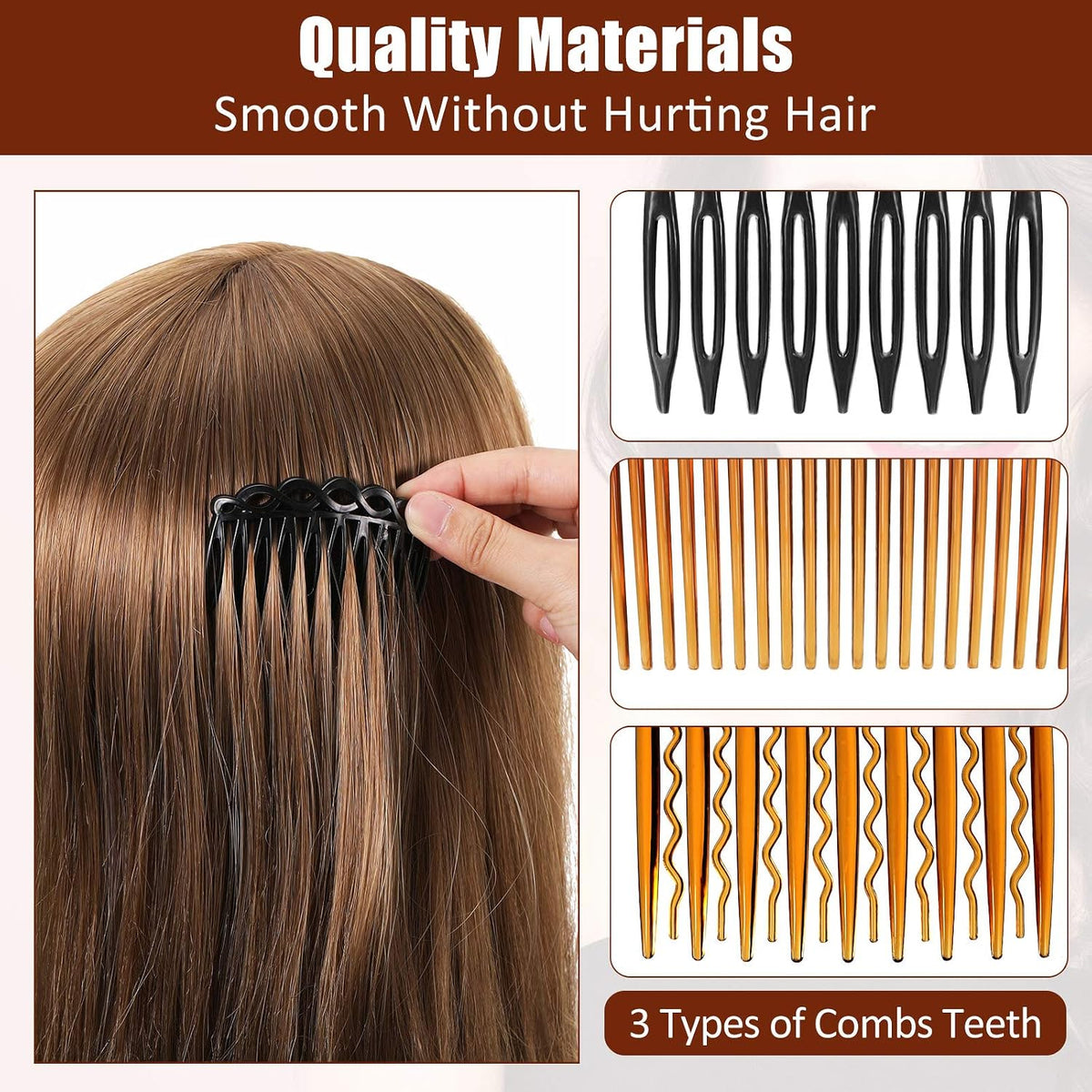 32 Pcs French Hair Side Combs for Women, Plastic, 4 Style