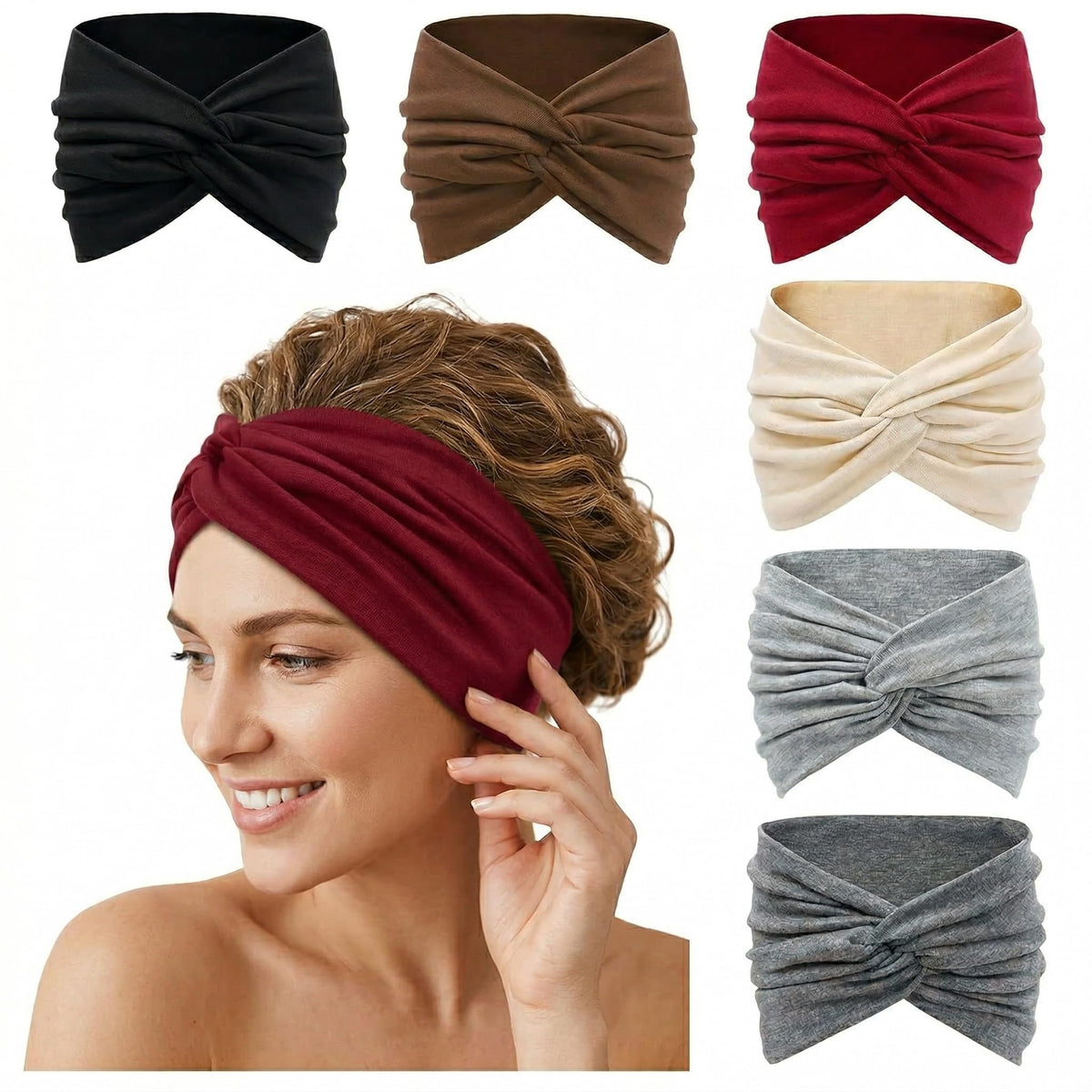 12 Pcs Stretchy Sport Headbands for Women,Absorbed Sport Headband Soft Twist Knotted Headbands for Yoga, Workout Daily Life