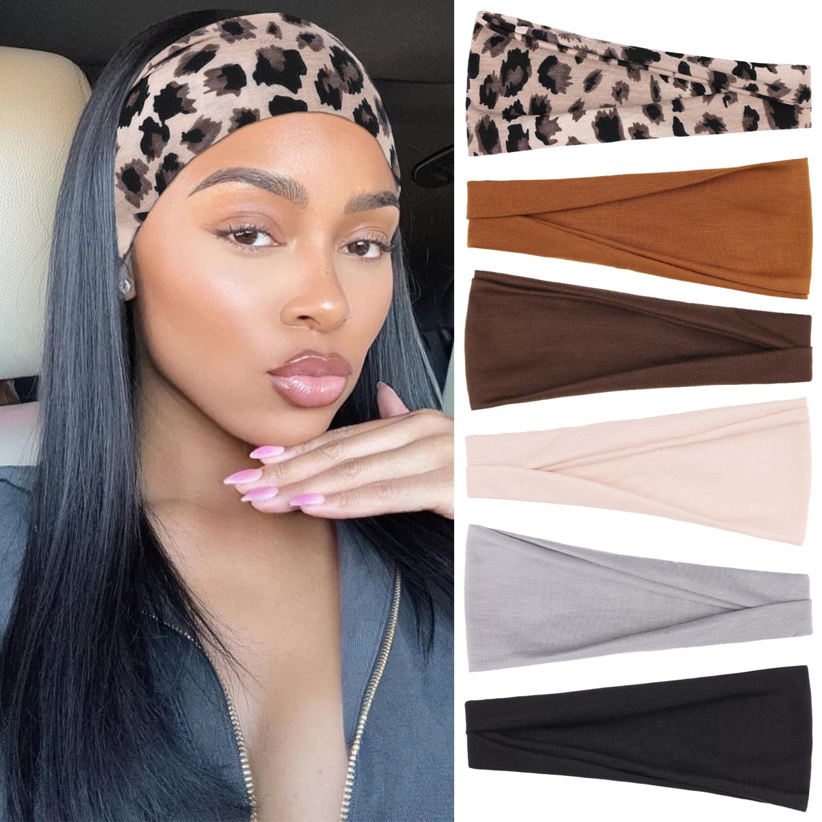 Wide Headbands for Women Trendy Women's Head Bands,6 Packs