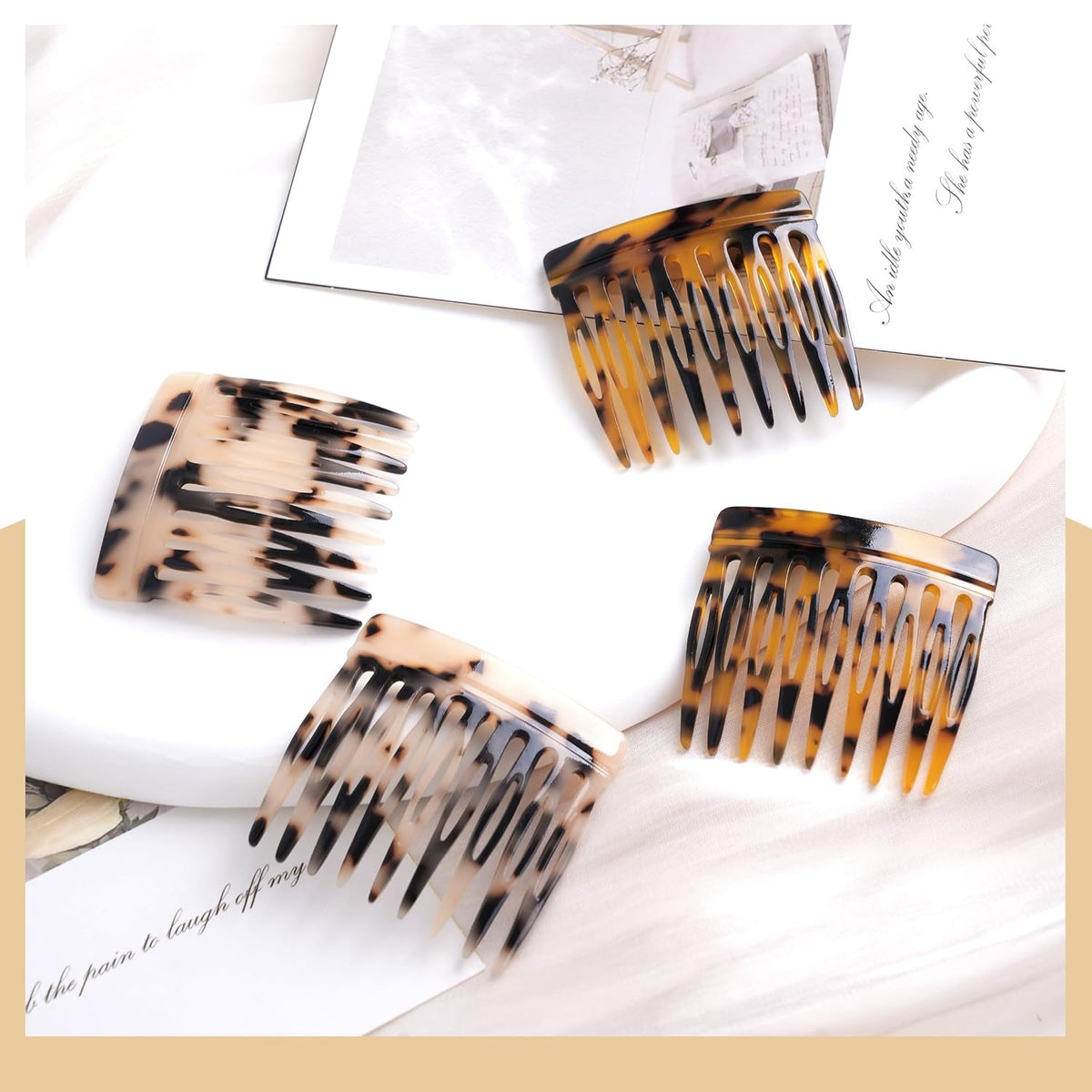 Vintage French Side Hair Combs, 4 Pcs Up-Do Accessories