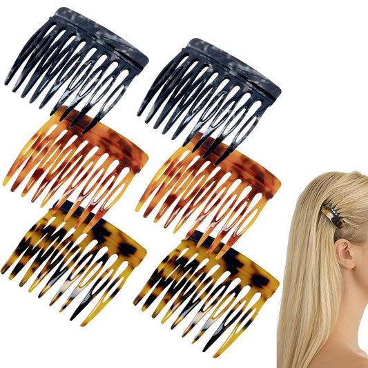 6PCS Hair Side Combs Small French Side Hair Comb Clips for Women Decorative French Twist Hair Styling Accessories (tortoise, Brown)