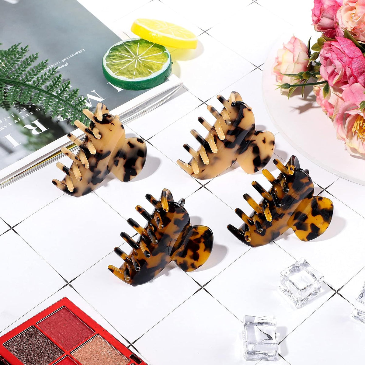 WILLBOND 6 Pcs Medium Hair Claw Clip for Thin Hair Women, Colorful Patterns