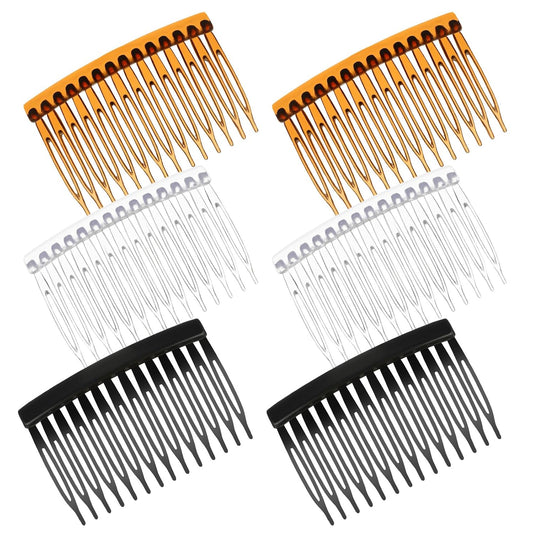 6 Pieces French Side Comb, 14 Teeth Vintage Plastic Side Combs, Decorative Hair Clips for Women Girls Bridal Wedding Veil Fine Hair