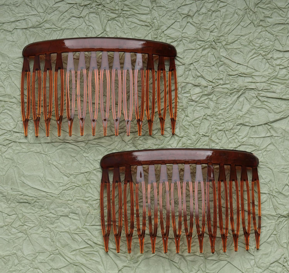 6 Pcs 14 Teeth Hair Side Comb Twist French Vintage 7x5 cm (Dark Brown)