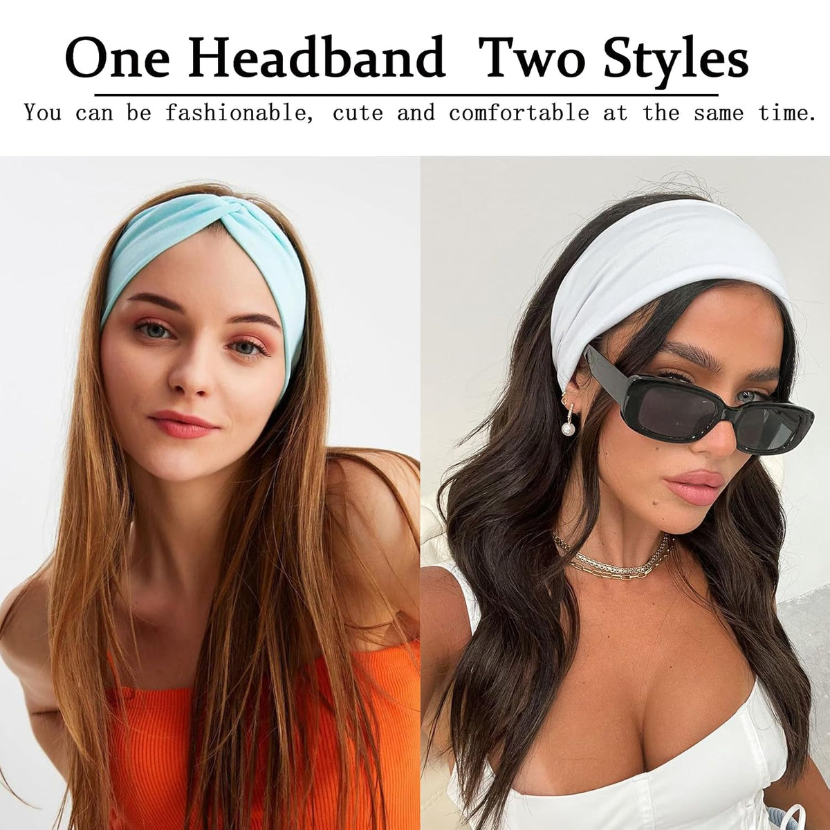XTREND 6 Pcs Headbands for Women Twisted Cross Elastic Head Bands Yoga Workout Headband Non-Slip Sweat Soft Headbands Solid Color Simple Versatile Hair Accessory Hairbands