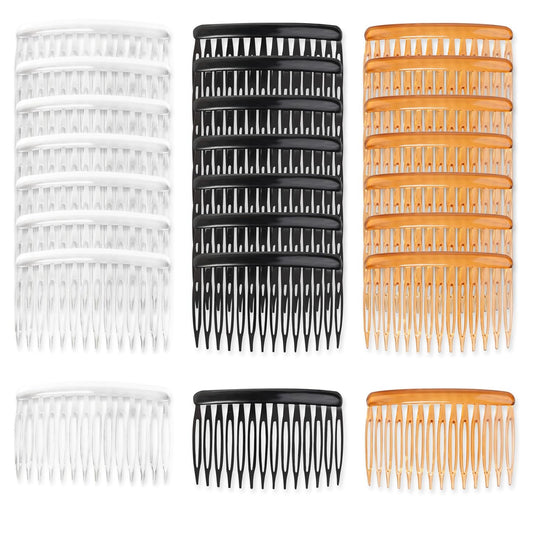 14 Teeth Decorative Hair Side Combs, Black/Transparent/Orange