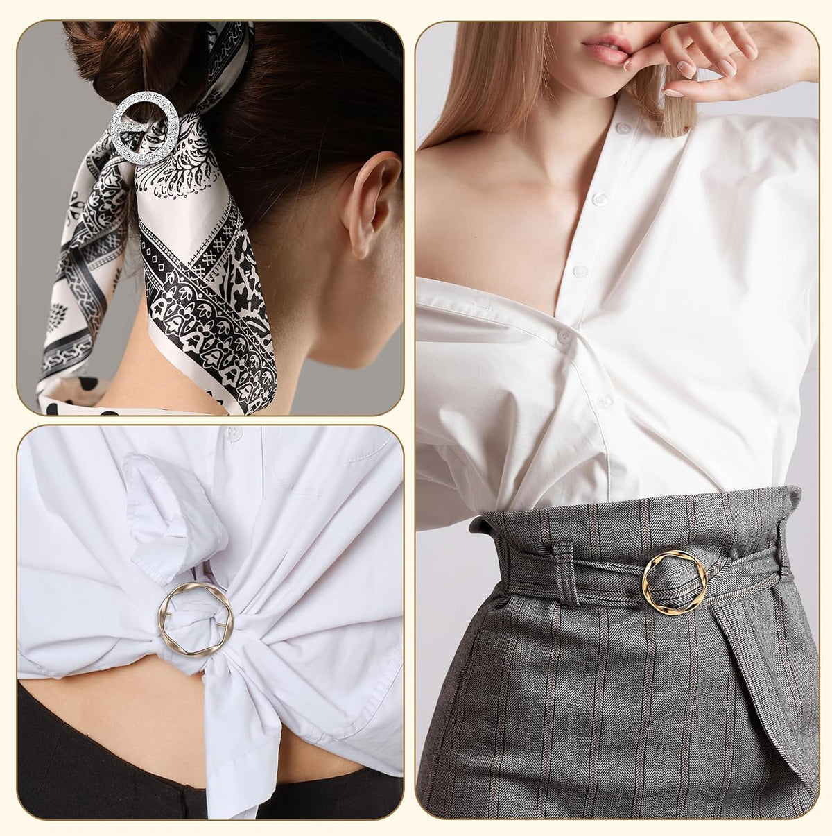 10 Pcs Scarf Ring and Slides for Scarves T Shirt Tie Clips for Women shirt clips for women clothing Shirt Waist Cincher Clips Tightener for Loose Tshirt Clothes Scarf Buckle