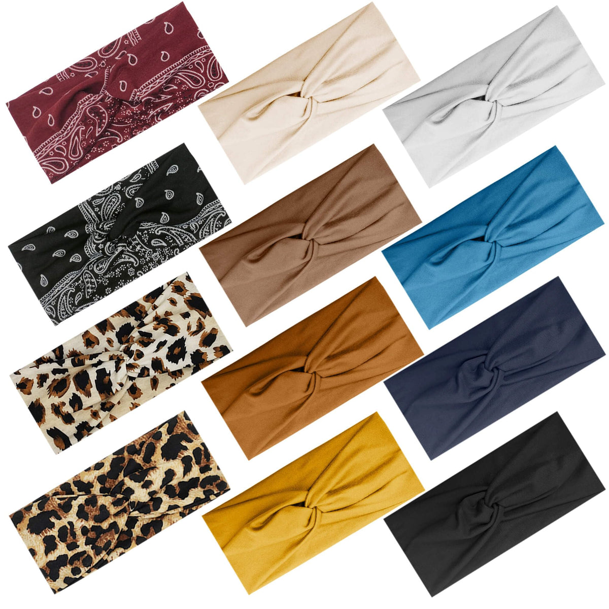 12 Pcs Wide Headbands For Women, Soft Twist Knotted Head bands Set