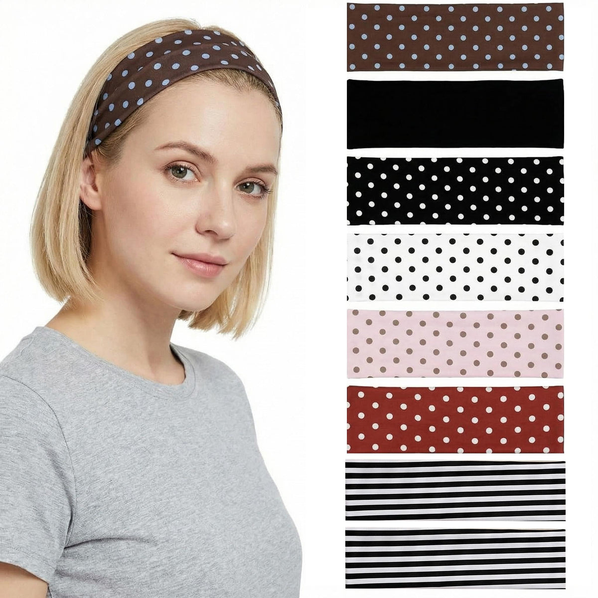 12 Pcs Stretchy Sport Headbands for Women,Absorbed Sport Headband Soft Twist Knotted Headbands for Yoga, Workout Daily Life