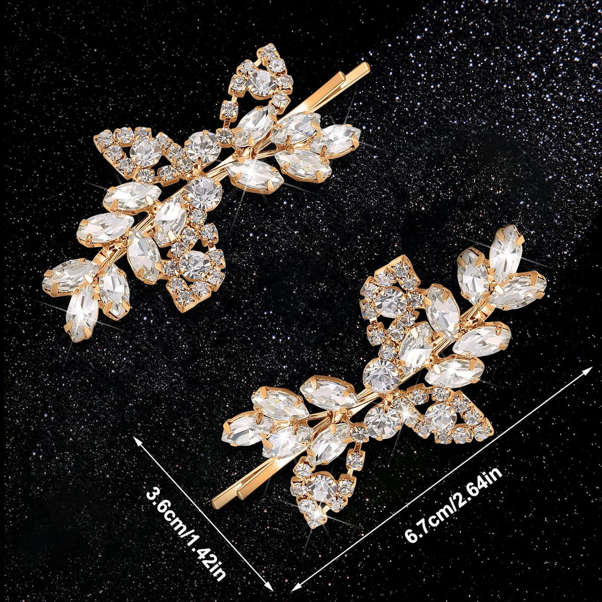 Waydress 4 Pcs Rhinestone Hair Clip Wedding Bridal Hair Barrette Decorative Leaf Crystal Side Hairpin Accessories for Women(Rhinestone Style,Gold)