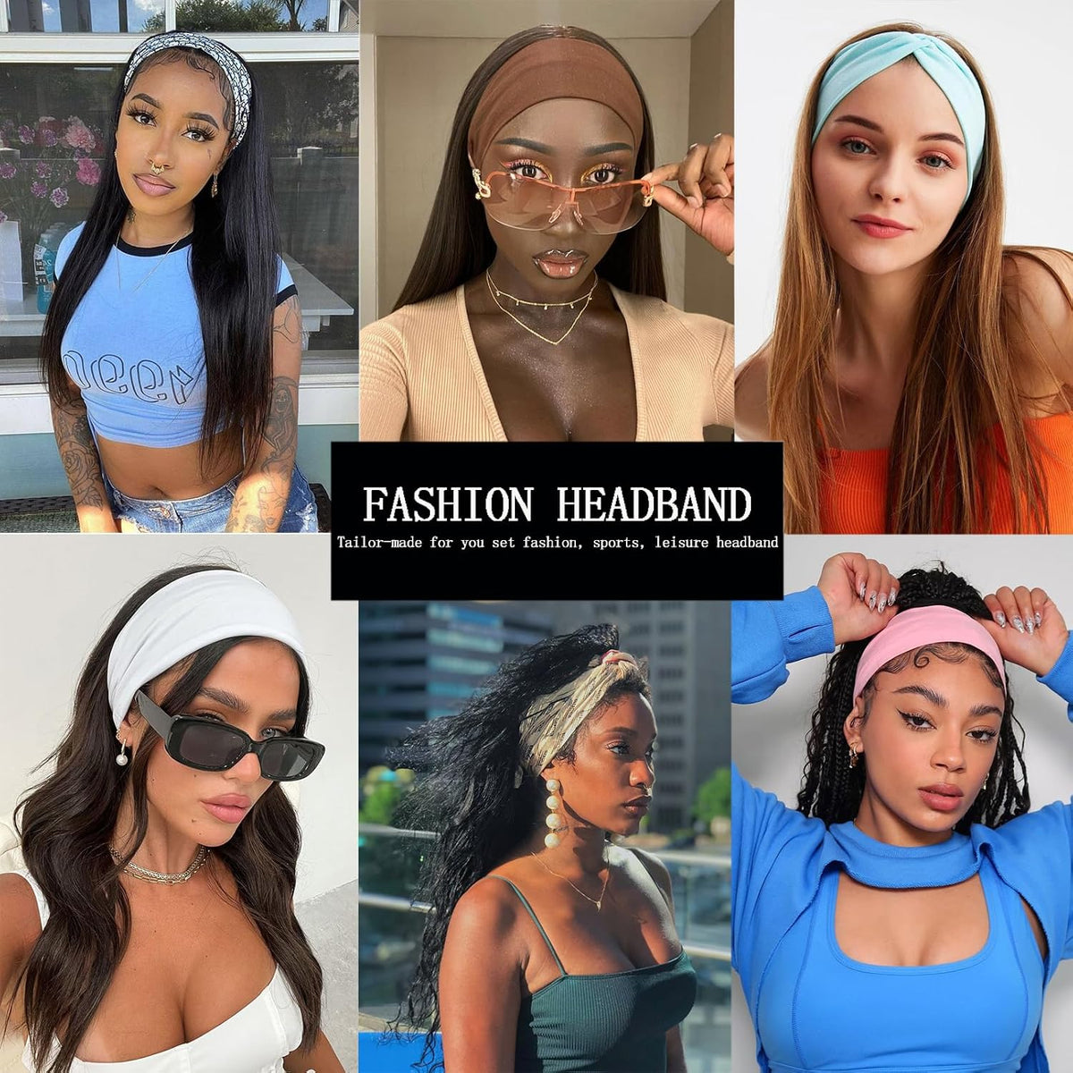 XTREND 6 Pcs Headbands for Women Twisted Cross Elastic Head Bands Yoga Workout Headband Non-Slip Sweat Soft Headbands Solid Color Simple Versatile Hair Accessory Hairbands