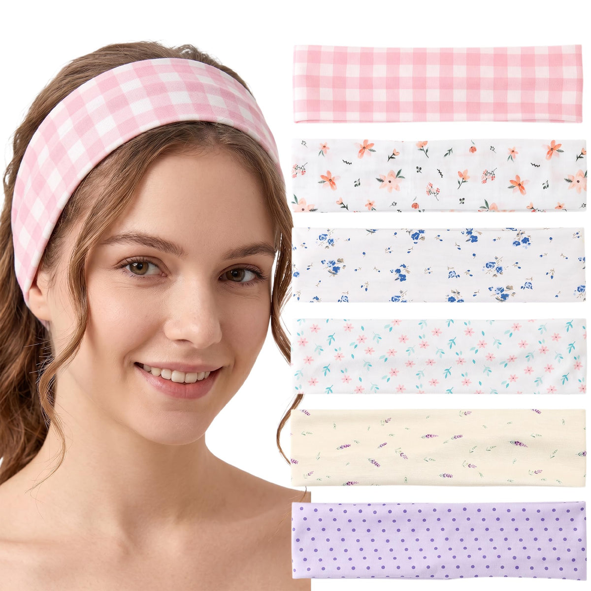 Waliah 6Pcs Striped Headband Wide Headbands for Women Non Slip