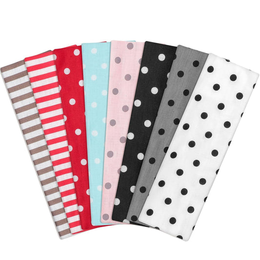 obeoby 8 Pcs Polka Dot Headbands for Y2k Outfits, Non-Slip Cloth Headband