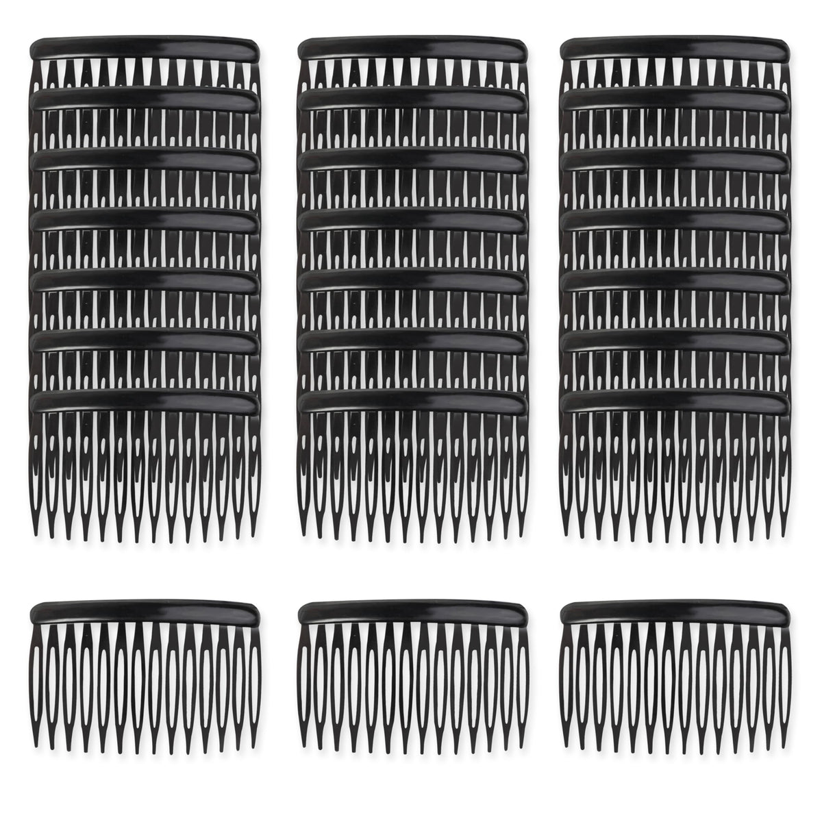 14 Teeth Decorative Hair Side Combs, Black/Transparent/Orange