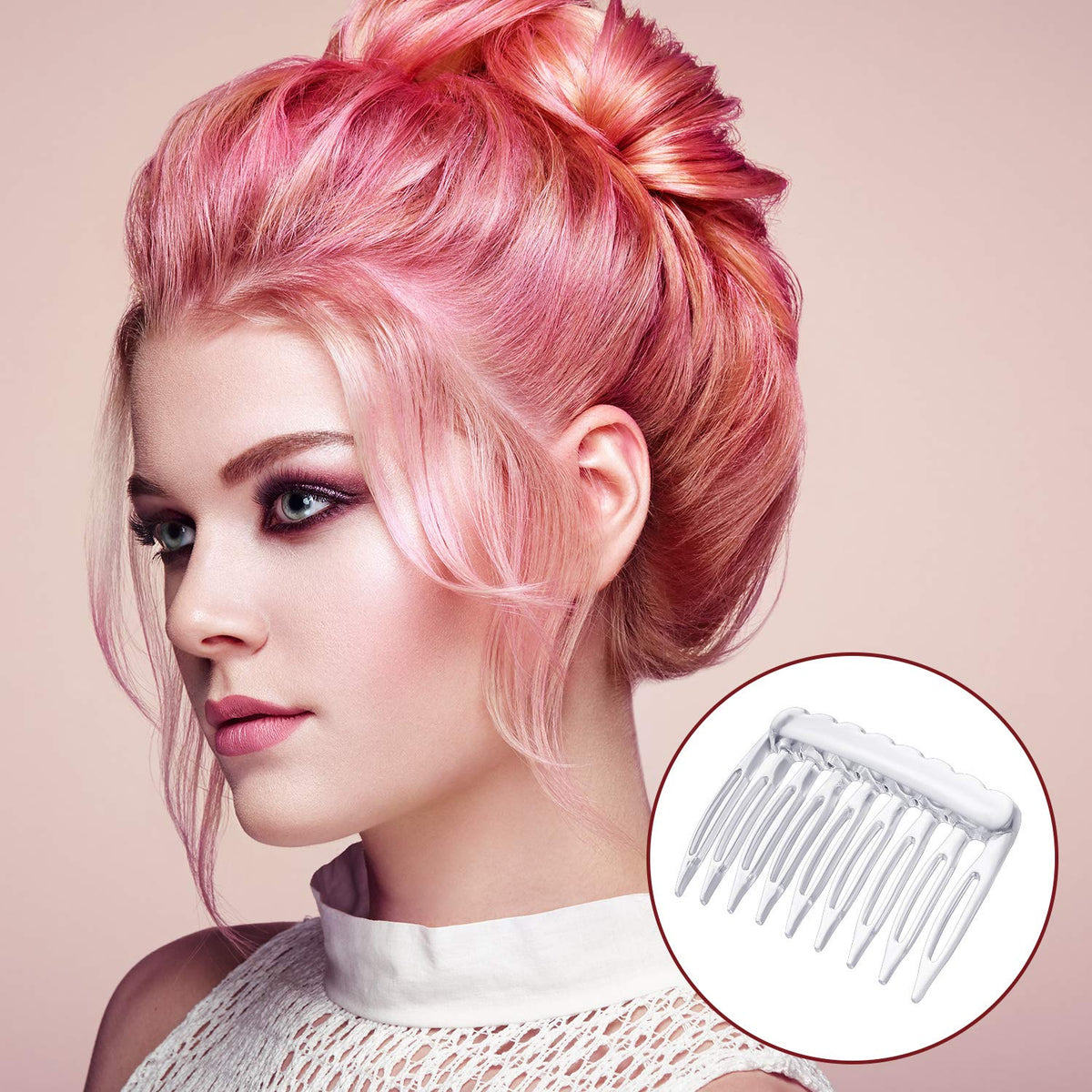 Eboot 24 Pieces Small Hair Comb Side Comb Plastic French Teeth, Black Clear