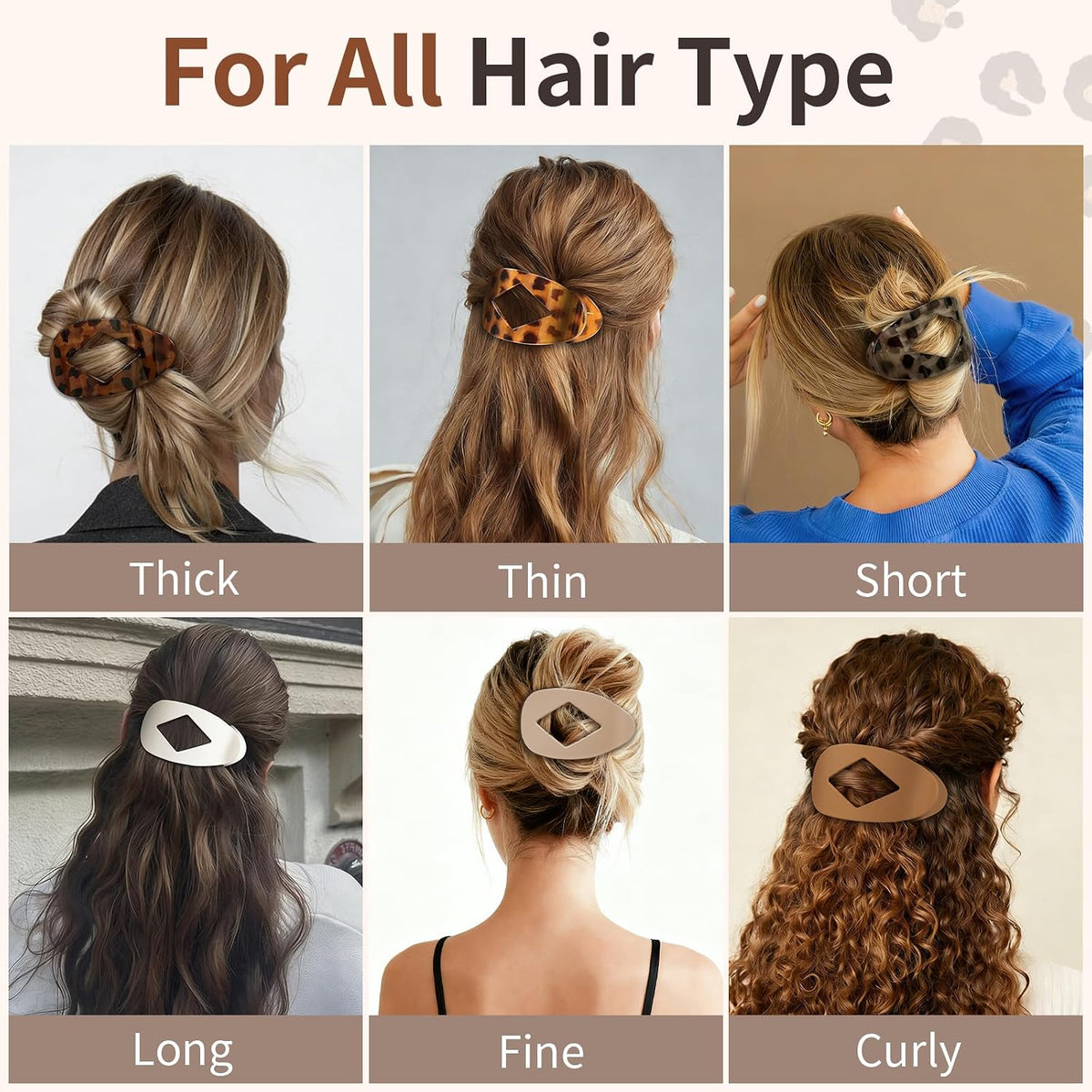 10 PCS Flat Hair Clips for Women, 4.2 Inch Large Hair Claw Clips - Leopard