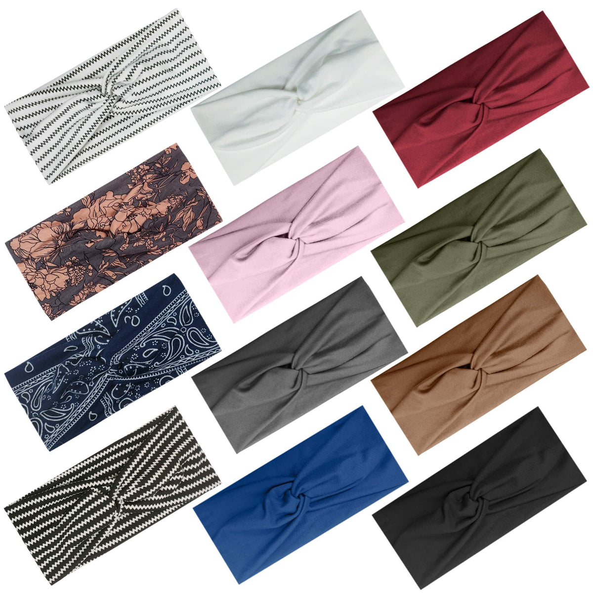 12 Pcs Wide Headbands For Women, Soft Twist Knotted Head bands Set