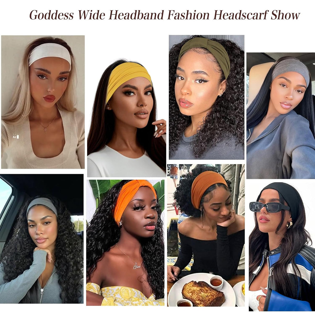 XTREND 4 Packs Wide Headband Fashion Headscarf Bohemian Style Elastic Knotted Non-slip Headband Suitable For Black Women Outdoor Yoga Sports Printed Hair Accessories