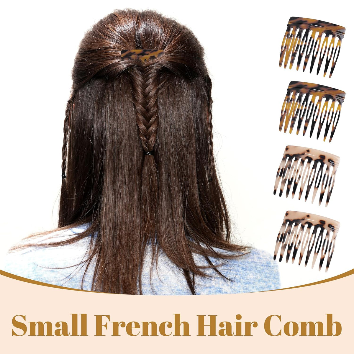 Vintage French Side Hair Combs, 4 Pcs Up-Do Accessories