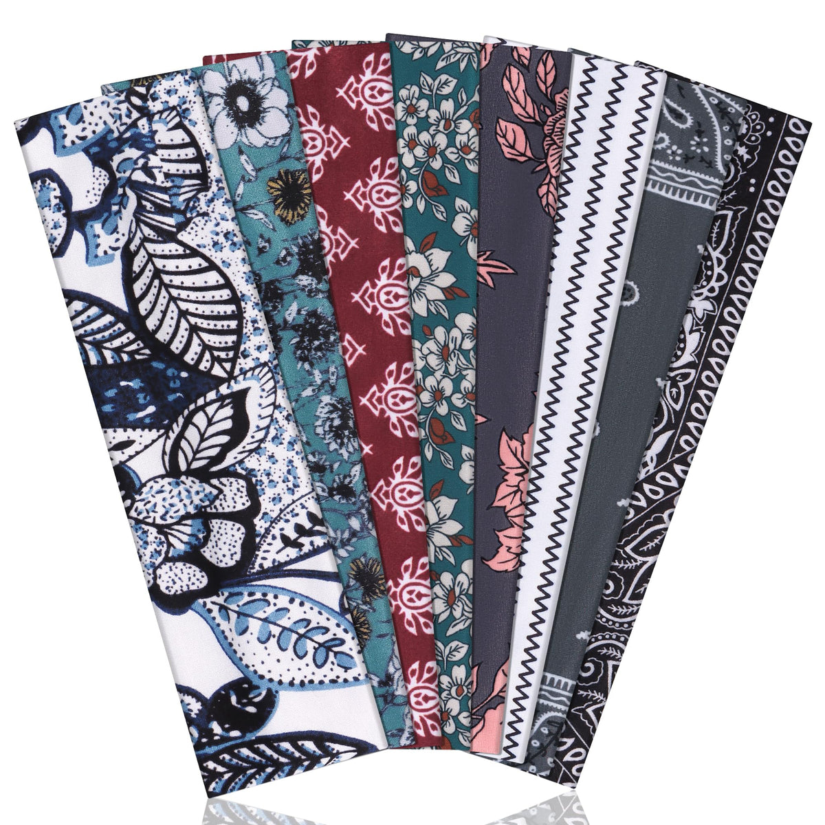 Ztomine Headbands for Women, 8pcs Stretchy Non Slip Soft Cotton Cloth Hair Bands for Sports, Workout, Yoga and Running